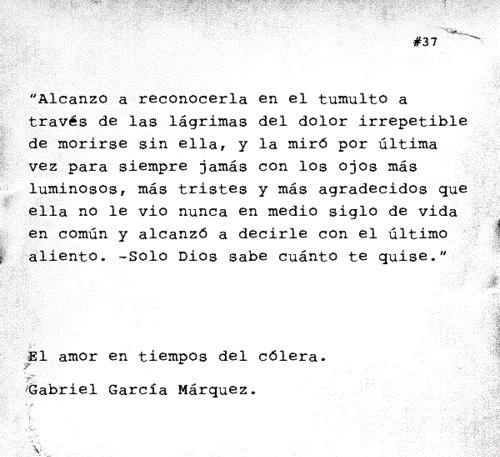 Frase del libro "El amor en los tiempos del cólera" de Gabriel García Márquez