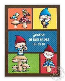 Sunny Studio Stamps: Gnome Sweet Gnome Card featuring Comic Strip Everyday Dies & Gingham 6x6 Patterned Paper