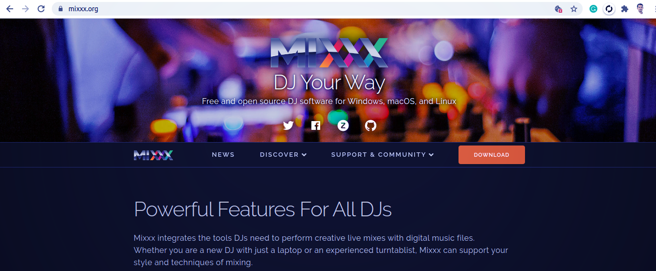 Mixxx Dj system homepage