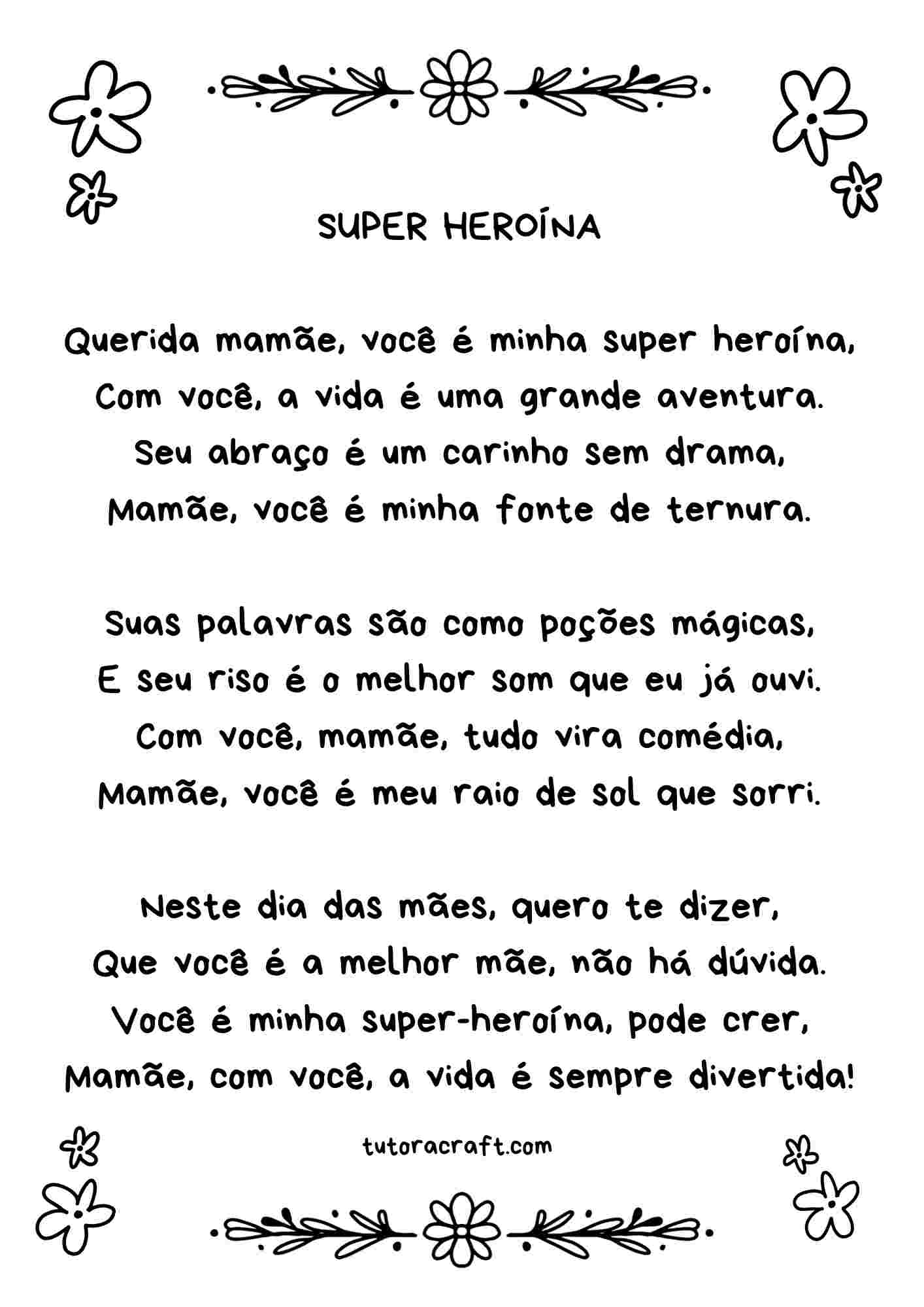 Poesia de dia das mães para apresentação infantil mãe super heroína