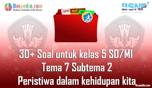 30+ Contoh Soal untuk kelas 5 SD/MI Tema 7 Subtema 2 Peristiwa dalam Kehidupan Kita