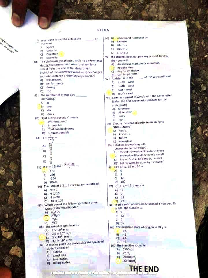 ETEA CT Solved Past Paper ETEA 2021