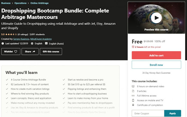 [100% Off] Dropshipping Bootcamp Bundle: Complete Arbitrage Mastercours| Worth 139,99$