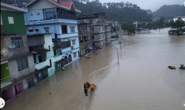 Sikkim Cloudburst -  Vehicles Submerged under water