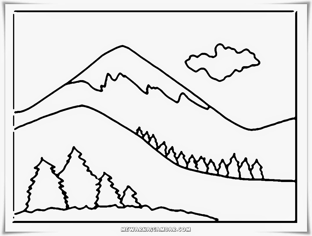 100 Contoh Gambar Ilustrasi Pemandangan Gunung Gambarilus