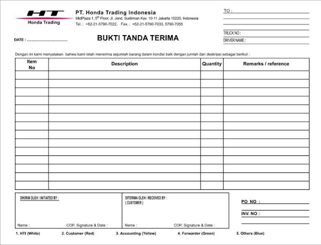 Contoh Surat Tanda Terima Yang Baik Dan Benar  Conto Surat