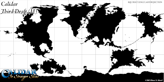 The World of Calidar, Third Draft World Map, Equirectangular Projection