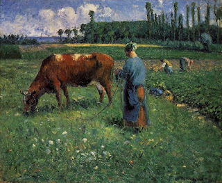 Girl Tending a Cow in a Pasture, 1874
