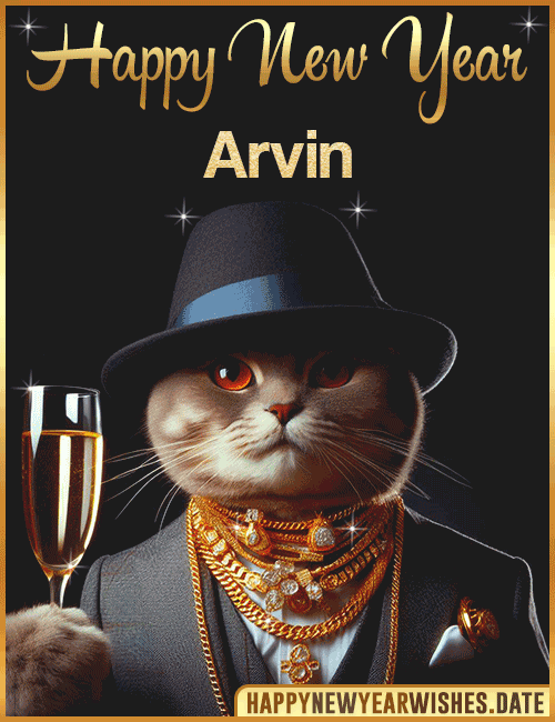 Happy New Year Cat Funny Gif Arvin