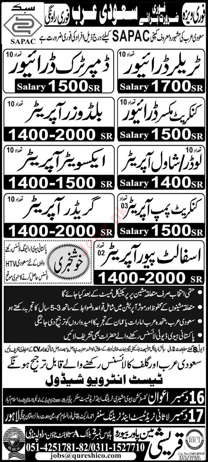 Driving & Operator Jobs 2022 in Saudi Arabia