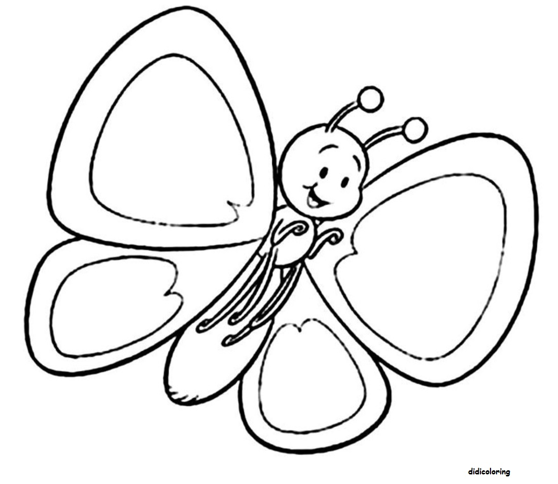 Printable cute butterfly with big wings for coloring