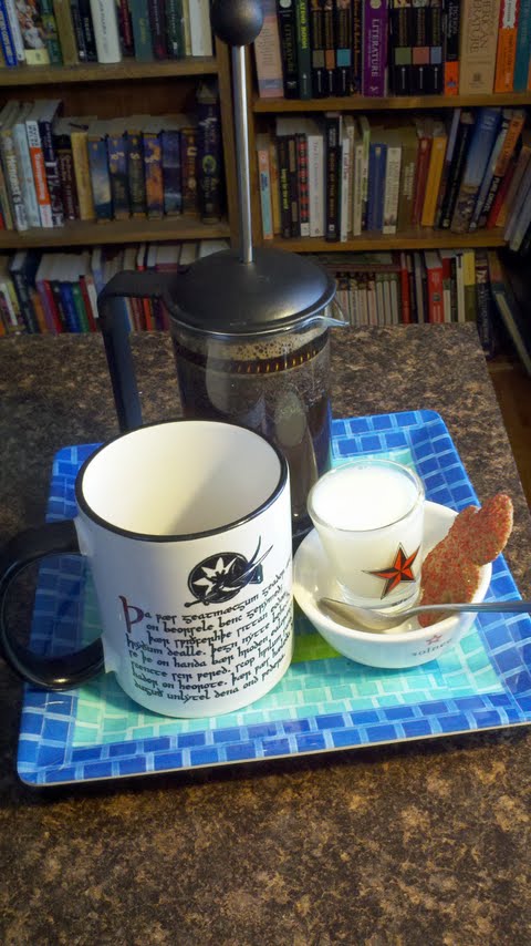 Also a nautical star shotglass full of milk and a gingerbread cookie