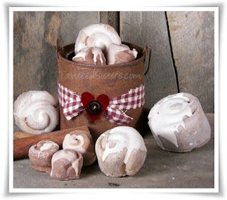 Rusty Tin Bucket of Buns and Heart Primitive Gift