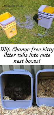 painting cat litter tubs into nest boxes