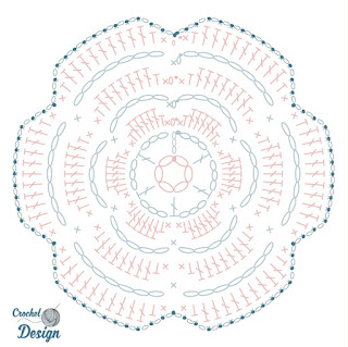 crochet flower chart 7 with bead free pattern