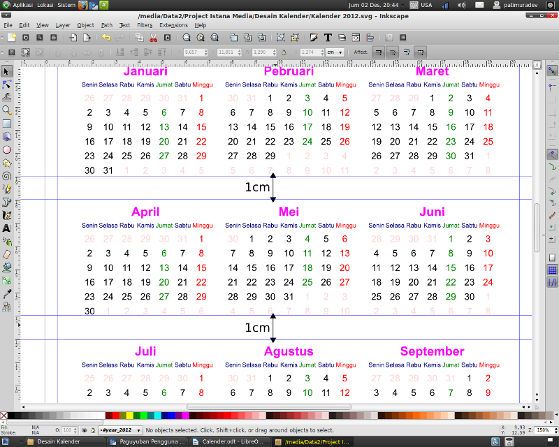  Desain Kalender Menggunakan Inkscape Istana Media Go 