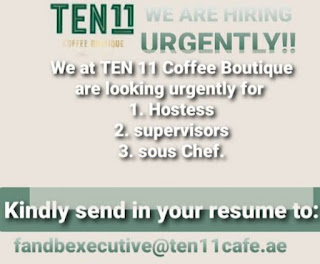 TEN 11 Coffee Boutique Multiple Staff Jobs Recruitment For UAE Location