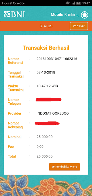 pembelian pulsa berhasil