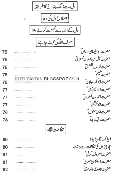 Contents of Ishq e Majazi Ki Tabah Kariyan Pdf Urdu book by Ibne Jozi