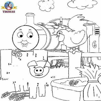 Kids games dot to dot numbers coloring pictures free online pig Thomas and friends Percy the train