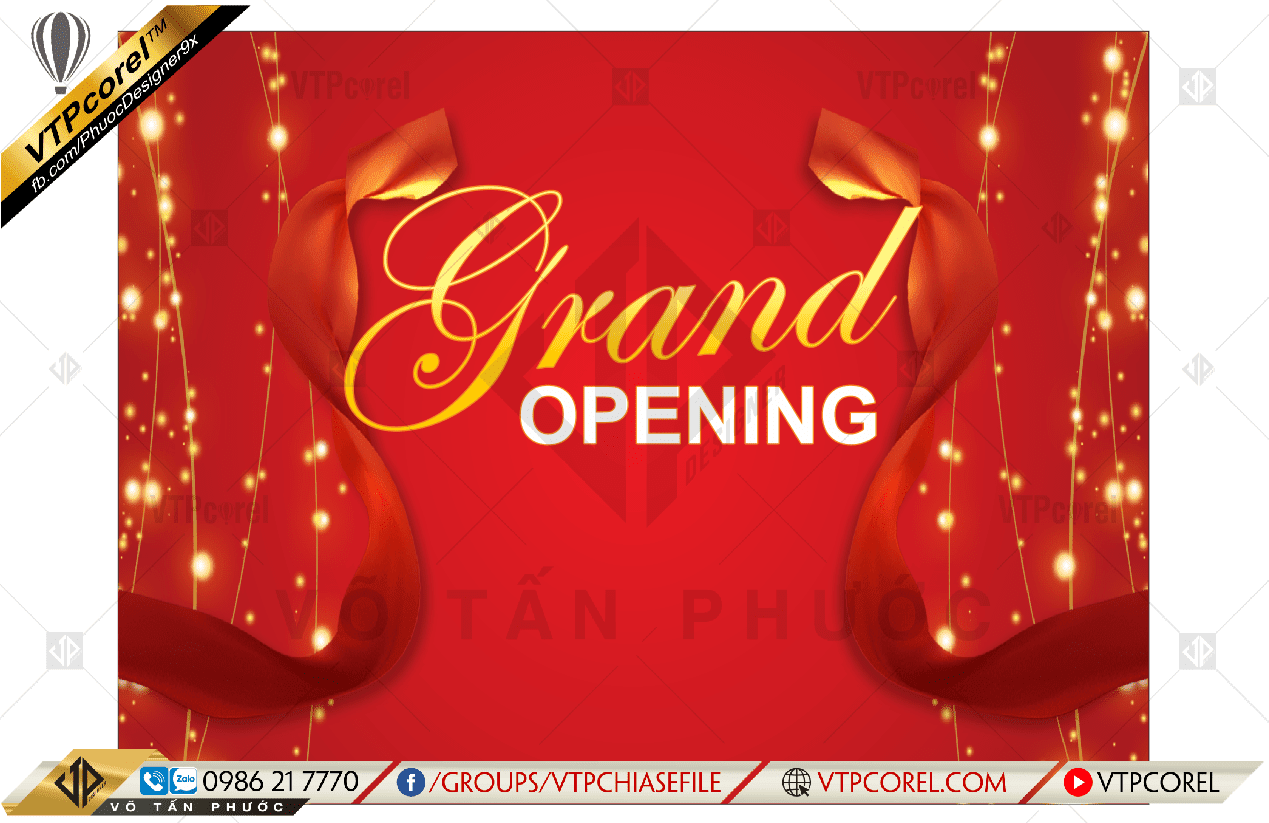 Phông nền Grand Opening nền đỏ rực rỡ CDR12