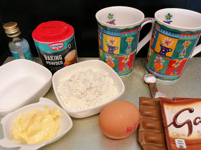 Chocolate mug cake- ingredients