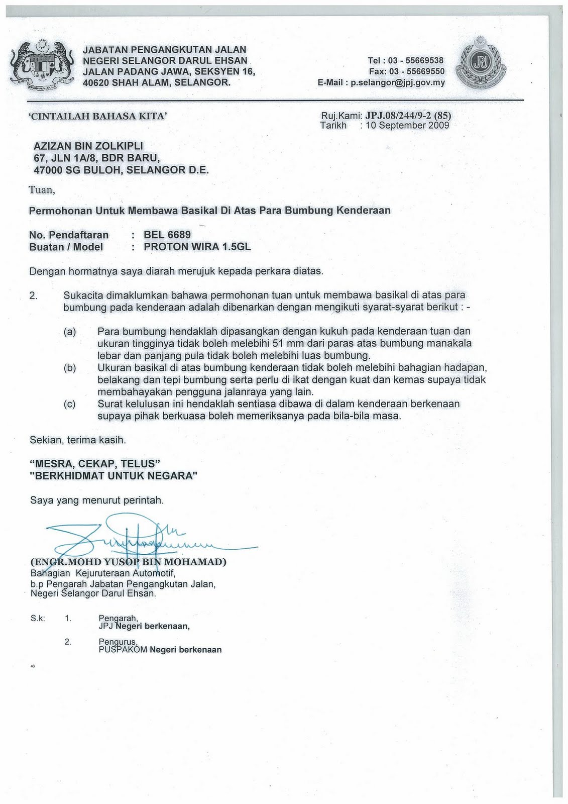 Surat Rasmi Rayuan Saman Jpj - Rasmi F