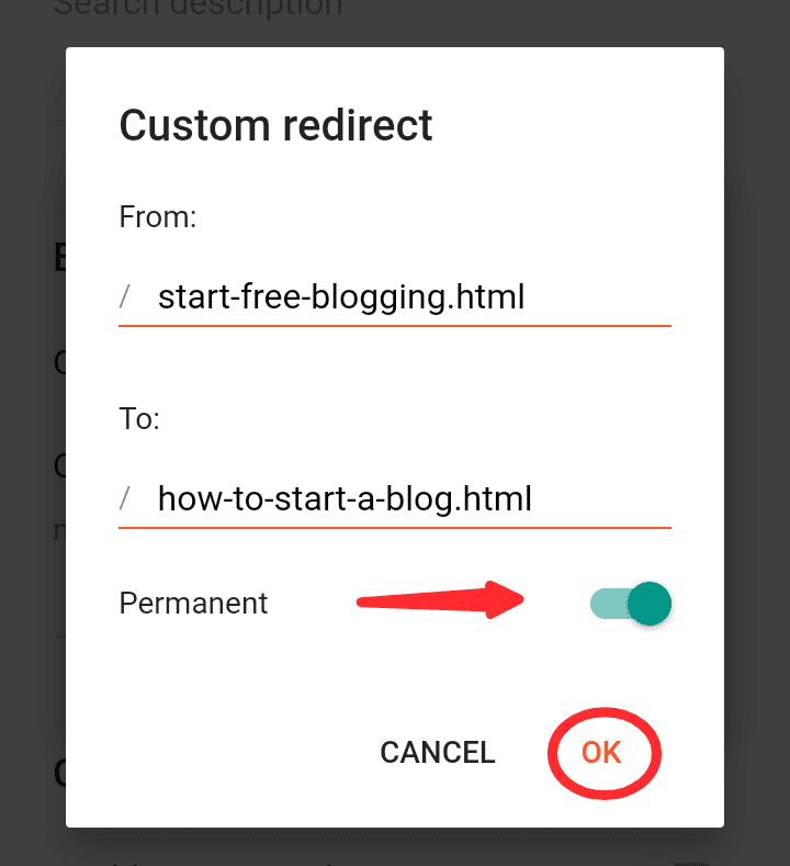 Add Redirect URLs in Blogger