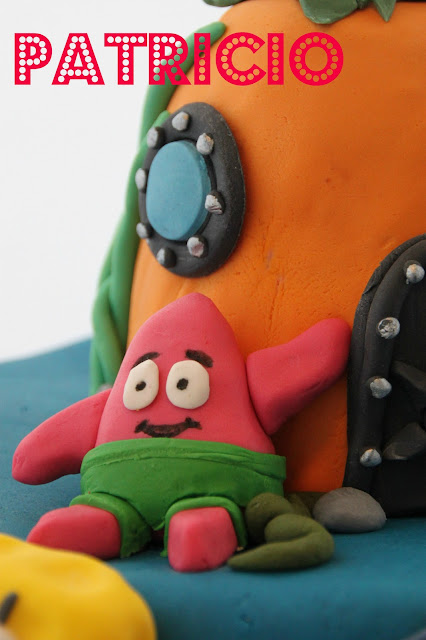 tarta-bob-esponja, tarta-fondant, patricio-fondant