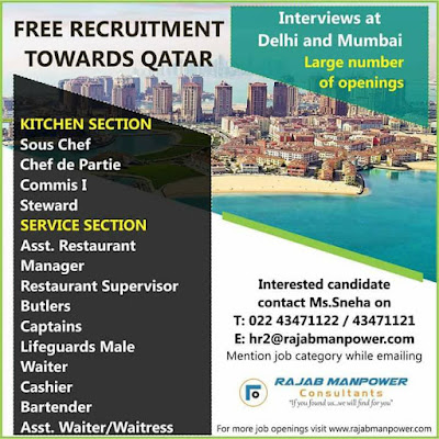 Large JOb Openings for Qatar - Free Recruitment