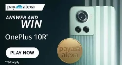 Amazon Pay with Alexa Quiz Answers Today and win OnePlus 10R Smartphone
