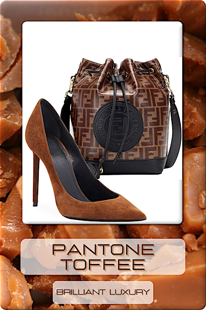 ♦Pantone Fashion Color Toffee #pantone #fashioncolor #brown #shoes #bags #jewelry #brilliantluxury