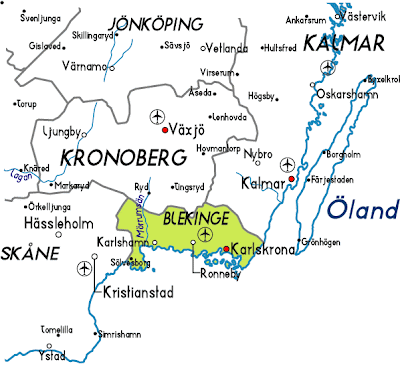 Blekinge Map Province City