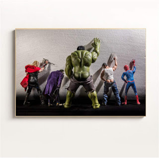 Póster mmbj Wall Art Poster Nordic Superhero Vida Cotidiana en el baño Pintura de la Lona Decoración del hogar 80x100cm