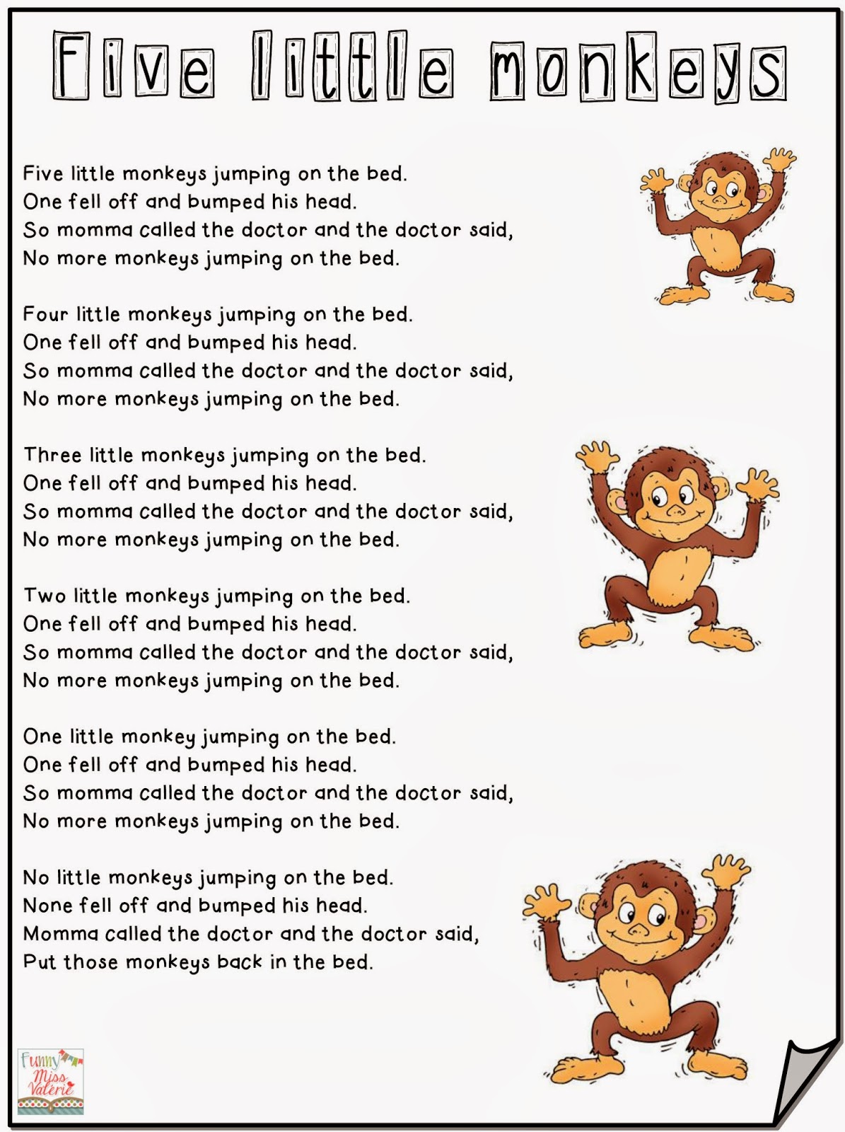 To my activity about Five little monkeys click here
