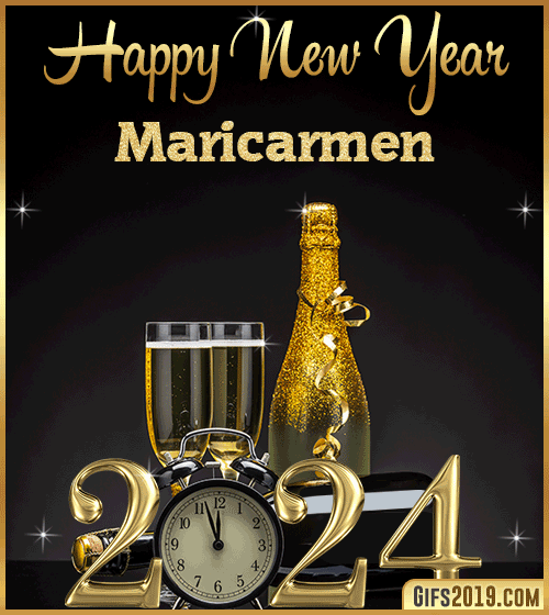 Champagne Bottles Glasses New Year 2024 gif for Maricarmen