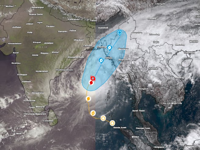 Alerta roja por la tormenta tropical Mocha que amenaza a Myanmar y países vecinos. 