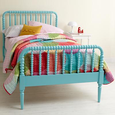 Faux Leather Sheets on Jenny Lind Azure Jenny Lind Bed