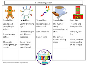 Seasonal Sensory Writing: Winter Bakery.  5-Senses writing.