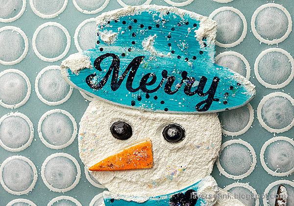 Layers of ink - Snowman with DIY snow tutorial by Anna-Karin Evaldsson.