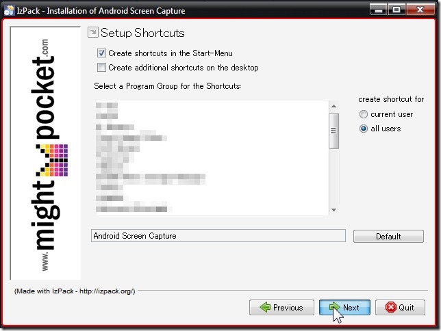 011_Left_849,567_[IzPack - Installation of Android Scr...](カスタム)を、クリックします。