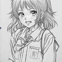 Coloring page of anime girl
