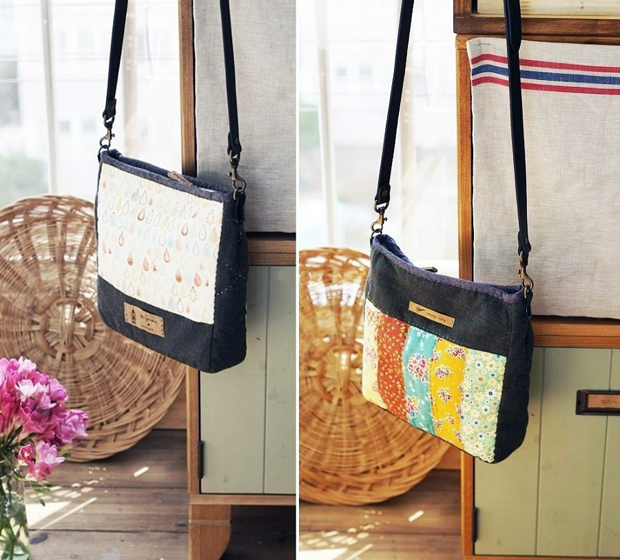 A little patchwork bag tutorial. Сумочка из ткани в технике пэчворк.