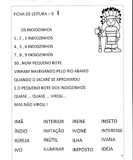 Ficha de leitura - Alfabetização.