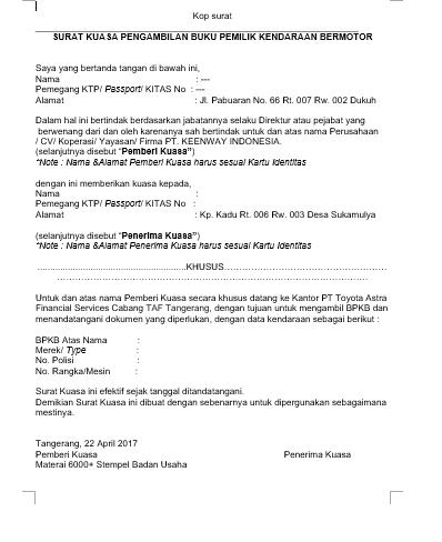Cara Mengambil Bpkb Mobil Dan Contoh Surat Kuasa Pengambilan Bpkb Mobil Bagi Perusahaan Bloggadogado