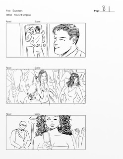 pencil storyboard art for the movie Stunners