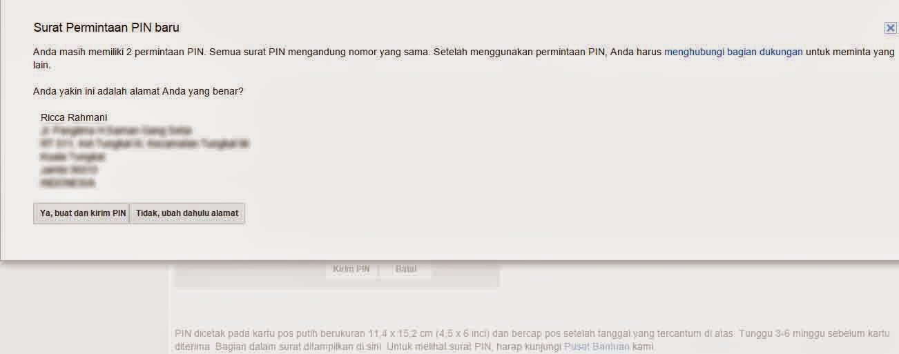 Cara Meminta Pengiriman Pin Baru Google Adsense