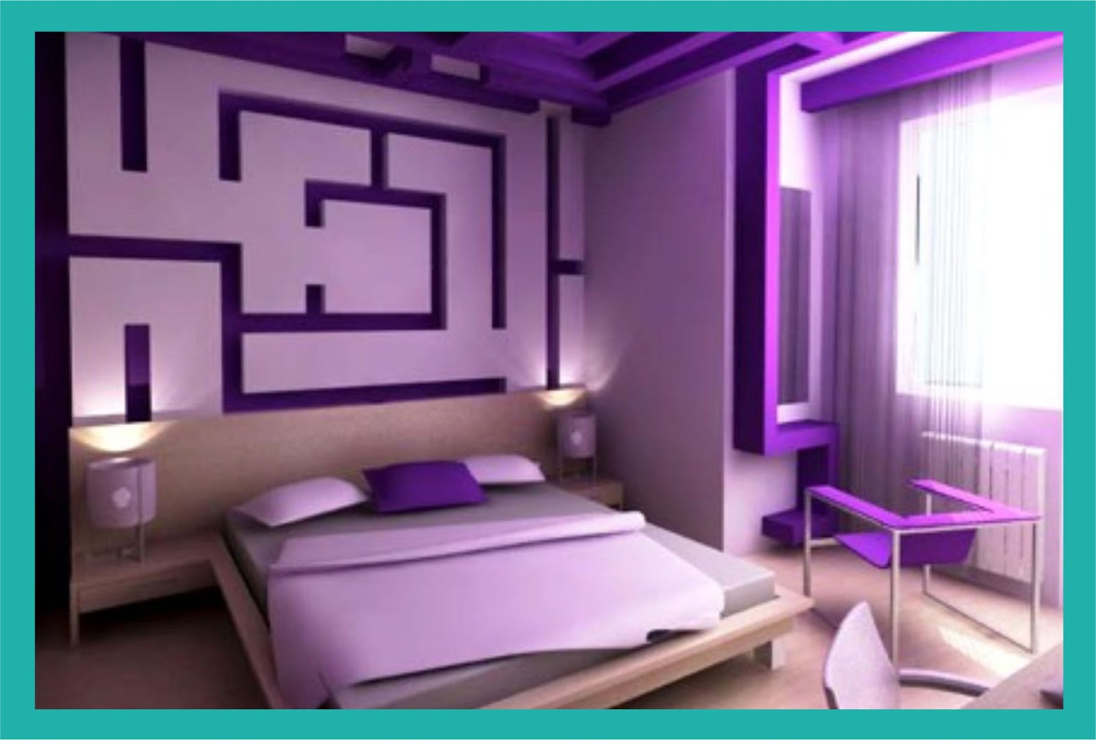 11 Desain Kamar Tidur Warna Ungu