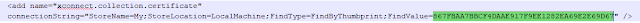 Thumbprint value in connectionstring.config