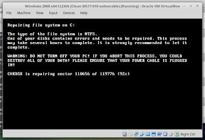 Screenshot of data encryption during reboot